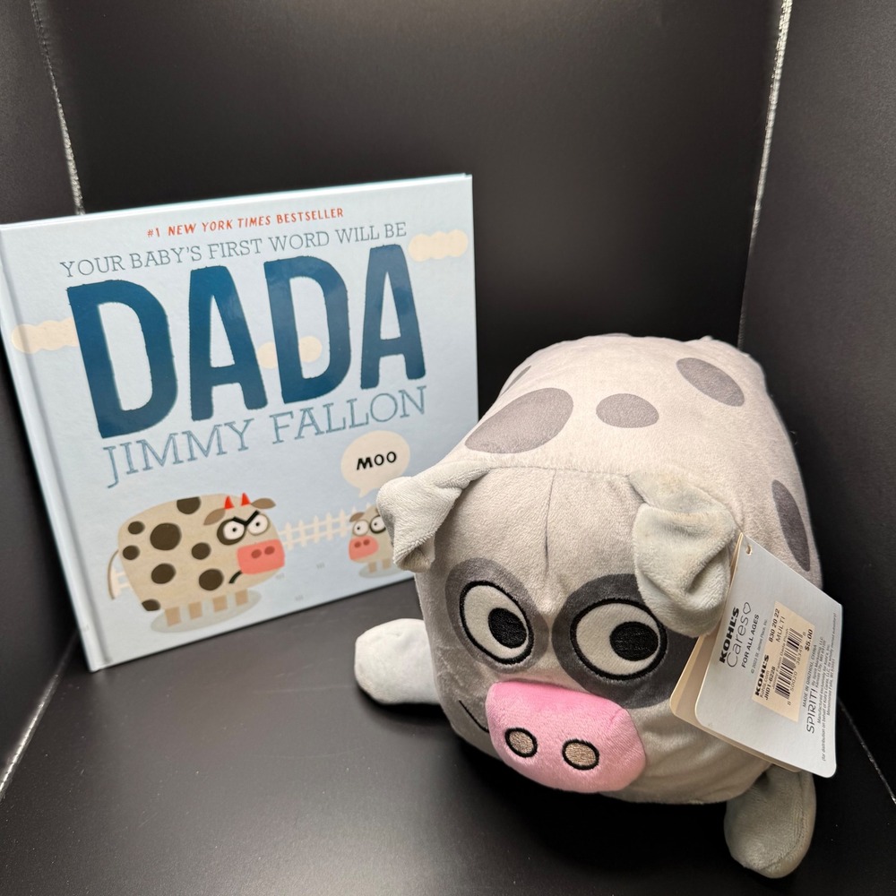 Jimmy Fallon Your Babys First Word Will Be DADA Book and Kohls Cares Cow Set